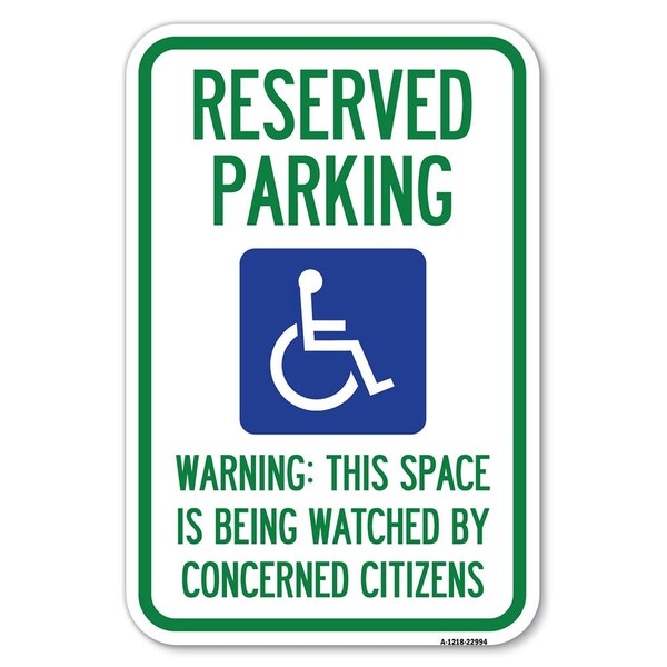 Signmission Reserved Parking-With Handicap Symbol Heavy-Gauge Aluminum Sign, 12" x 18", A-1218-22994 A-1218-22994 - main